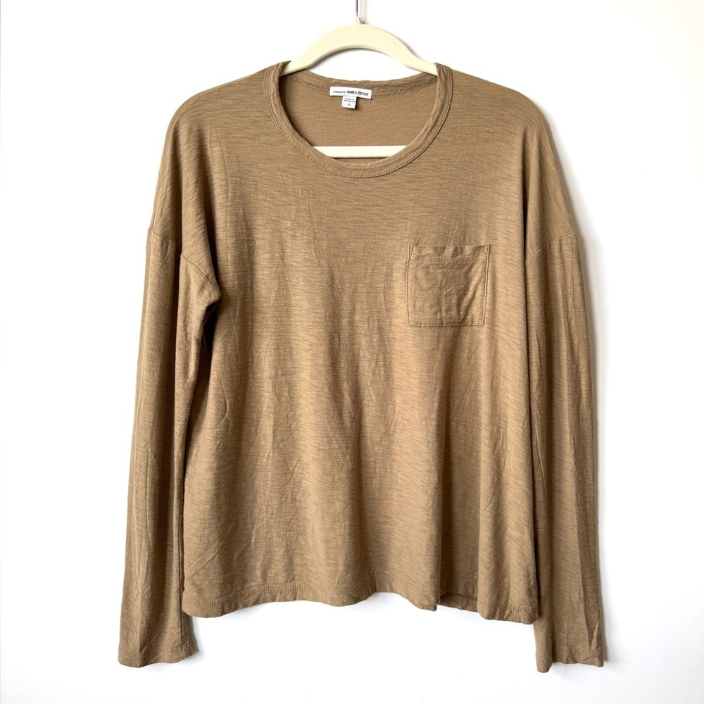 Standard James Perse long sleeve pocket tee shirt tan - Picture 2 of 8